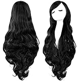 Rbenxia Curly Cosplay Wig Long Hair Heat Resistant Spiral Costume Wigs Black 32" 80cm