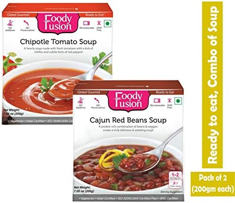 FAZLANI FOODS Ready to Eat Soup Combo of Chipotle Tomato Soup & Cajun red Beans Soup -Pack of 2, 200gm Each