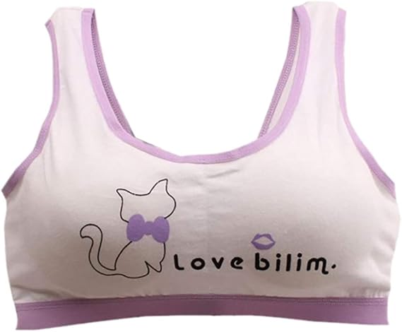 Amazon キッズブラジャー ジュニアブラ 単品 女の子 英字 可愛い ガールズハーフトップ ブラジャー ファーストブラ ノンワイヤー タンクトップ スポーツブラジャー 子供用 小学生 中学生 インナー 下着 パッド 速 シンプル パープル ブラジャー 通販