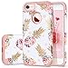 Fingic for Pineapple iPhone 8 Case,iPhone 7 Case，Ultra Slim Floral Pineapple Cover Hard PC Soft Rubber Anti-Scratch Shockproof Protective Skin Cover for iPhone 7/iPhone 8,Floral Pineapple/Rose Gold