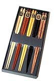 Chopsticks Reusable Simple Luxury Natural Wooden Unique Multicolored Multicultural Ancient Asian non-roll Reusable Classic Style 5-piece Set