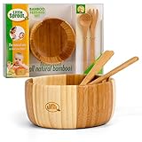Bamboo Feeding Set 3pc includes Bowl, Spoon and Fork, BPA Free - Infant and Kid Friendly