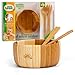 Bamboo Feeding Set 3pc includes Bowl, Spoon and Fork, BPA Free - Infant and Kid Friendly