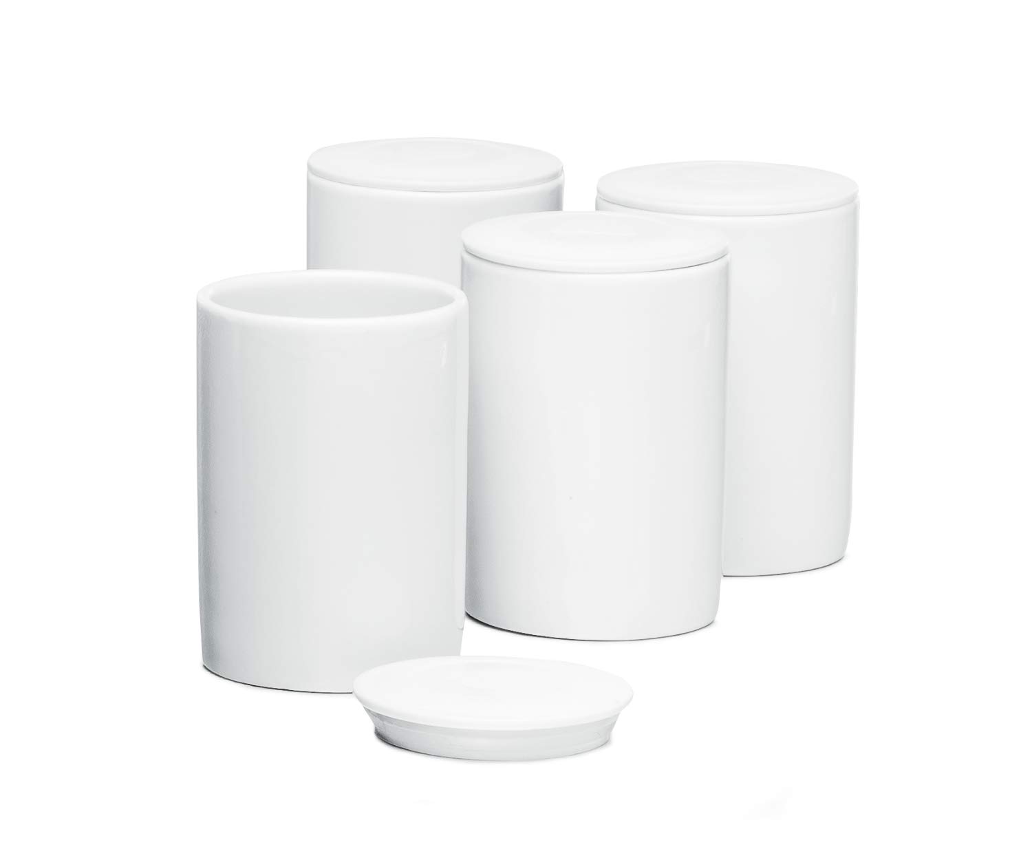 ROMMELSBACHER JB 4 Ceramic Portion Cup Set 125 ml Each with Lid Suitable for Yogurt Maker JG 80 White