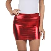Sakkas Women's Shiny Metallic Liquid Mini Skirt