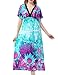 WenVen Womens Summer Plus Size V Neck Backless Casual Long Dress