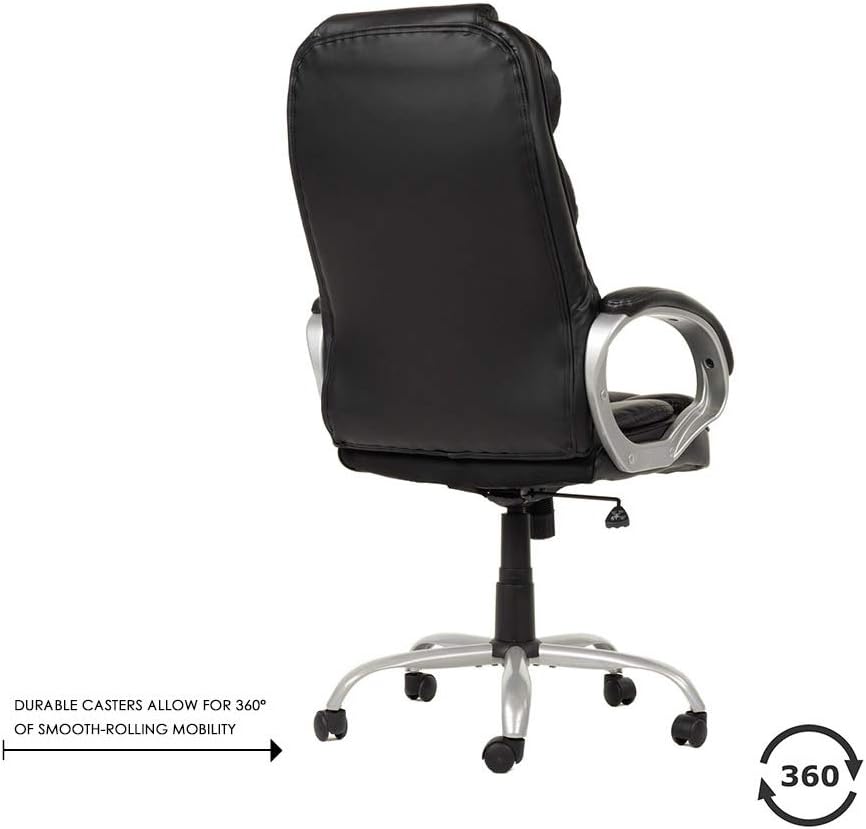 Ergonomic Office Chair Desk Chair Computer Chair with Lumbar Support Arms Executive Rolling Swivel PU Leather Task Chair for Women Adults, Black: Furniture & Decor