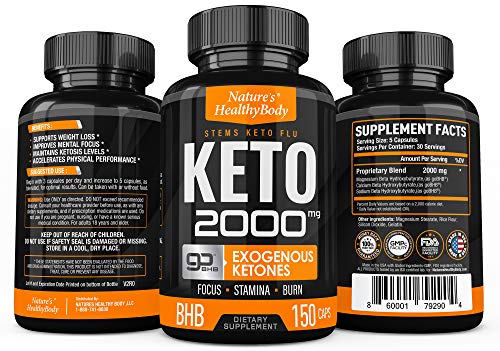 Keto 2000mg Diet Pills - Patented GoBHB Diet Supplement- Advanced Weight Loss, Improve Mental Focus, Extra Energy - Ketosis BHB 150 Capsules- Beta-Hydroxybutyrate and Exogenous Ketone -30 Days