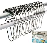 Set of 12 Rings - Shower Curtain Hooks Made with Stainless Steel Rustproof Friction Free Gliding - Fengbao