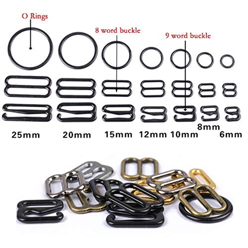 Buckles - 20pcs 6mm~25mm Metal/Plastic Bra Strap Adjustment Buckles Underwear sliders Rings Clips For Lingerie Adjustment DIY Accessories - (Size: 25mm, Color: Plastic black)