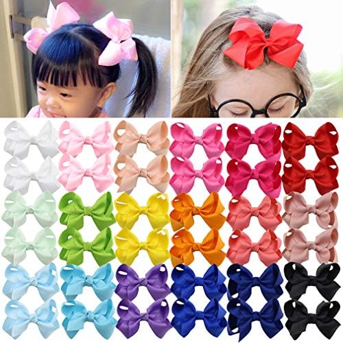 Hair Bows Baby Girls Toddler 3 inches 40 PCS Hair Clips for Girls Alligator Ponytail Pigtail Holder