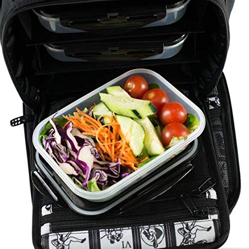 6 Pack Fitness Sure Seal Containers 24oz Black/Neon Orange Set of 5