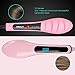 HIRALIY Hair Straightener Brush with Professional PTC Ceramic Heating and LCD Display(Pink)