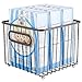 mDesign Metal Farmhouse Kitchen Pantry Food Storage Organizer Basket Bin - Wire Grid Design - for Cabinets, Cupboards, Shelves, Countertops - Holds Potatoes, Onions, Fruit - Square, 2 Pack - Bronze