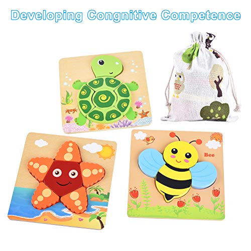 image for Yostyle Wooden Jigsaw Puzzles, [6 Pack] Animal Puzzles for Toddlers Ki