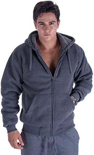 Big &amp; Tall Oversized Heavyweight Sherpa Lined Fleece Hoodie Sweatshirts For Men Winter Zip Long Sleeve Jacket (3X-Large, Dark Grey)