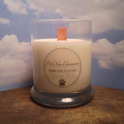 Pet Odor Eliminator Candle 10oz Natural Eco Hand Poured Soy Wooden Wicked Crackle Candle Tennessee Wicks