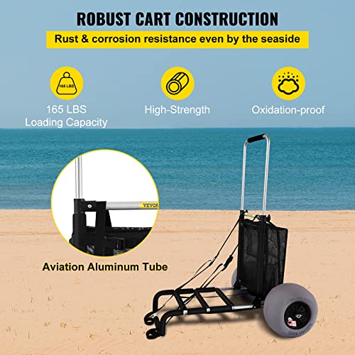 VEVOR Beach Carts for Sand, 23" x 15" Cargo Deck, w/ 13" TPU Balloon