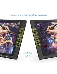 XP PEN Artist22E Pro   Lápiz de dibujo (pantalla gráfica, monitor IPS, 8192 niveles, lápiz de dibujo a presión, monitor doble, con 16 llaves Express y soporte ajustable, 21.1 in)