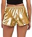 Tandisk Women's Yoga Hot Shorts Shiny Metallic Pants with Elastic Drawstring