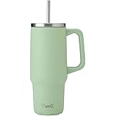 S'well Recycled Stainless Steel Tumbler XL with Straw and Handle, 30oz, Pistachio, Triple Layered Vacuum Insulated Containers Keeps Drinks Cold for 36 hours and Hot for 9