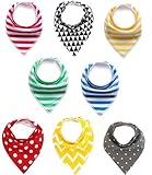 Baby Bandana Drool Bibs,DK FENG Unisex 8-Pack Baby Bibs, Organic Cotton ,Soft and Absorbent- for Boys and Girls Gift Set