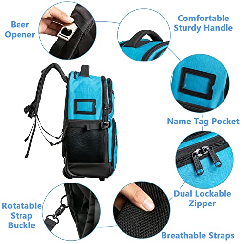 Cooler Backpack with Wheels, 30 Cans Insulated Rolling Cooler Bag