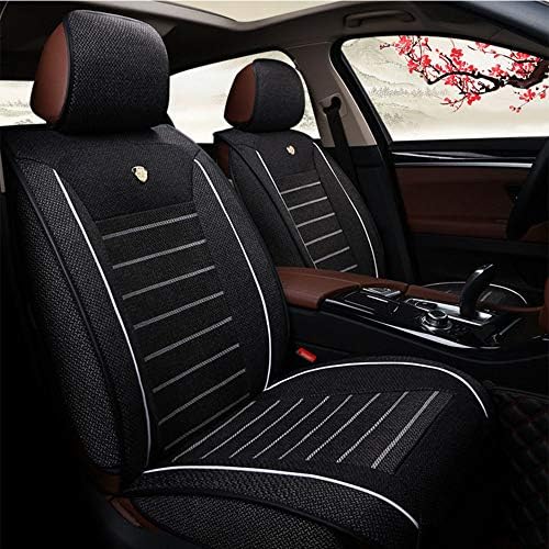 exyau Flax Super Breathable Car Seat Covers Linen Luxury Car Seat Cover Adjustable Seat Cushions Universal for Four Seasons 5 Pcs