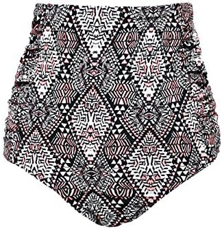 Septangle Women's Vintage High Waisted Bikini Bottom Shirred Tankini Briefs