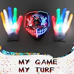 STONCH Halloween Mask Skeleton Gloves Set, 3 Modes