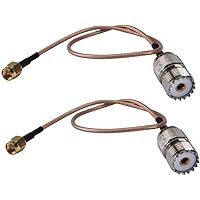 DHT Electronics Handheld Antenna Cable SMA Male to UHF SO-239 Female Connectors 6'' Pack of 2 for Amplifier