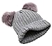 EPOCH Women's Winter Chunky Knit Double Pom Pom Beanie Hat with Tie.(Charcoal)