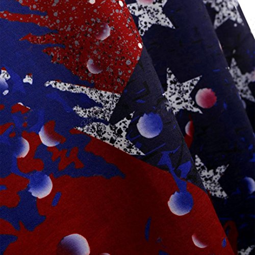 Independence Day Mini Dress For Women, ❤️ Toponly Women Short Sleeve Flag Print Irregular Swing Blouse Tops Colorful T Shirt (Red, 3XL)
