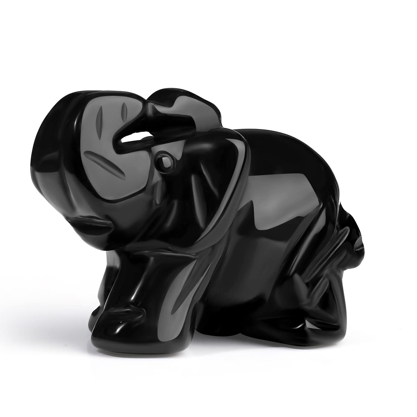 XIANNVXI Obsidian Crystal Elephant Ornament Elehphant Figurine Statue Black Ornament Decor 1.5" Cute Good Luck Gifts Black Room Decor