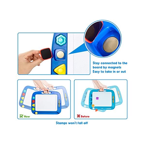 SGILE Large Magnetic Drawing Board - 4 Colors 42×33cm Doodle Pad with 4 Stamps for Toddlers, Learning Toy Gift Magna…