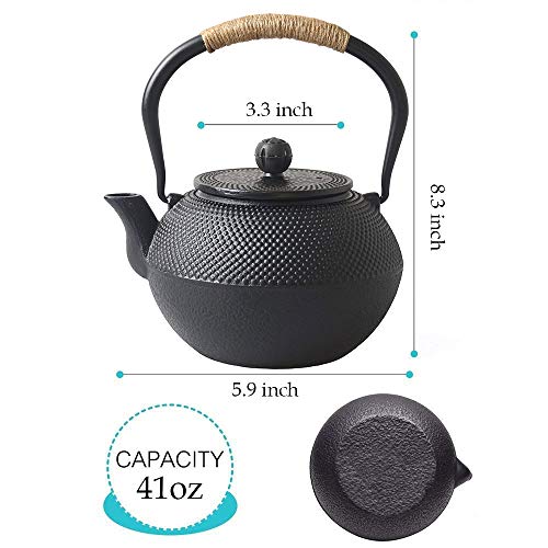 Hwagui Large Cast Iron Teapot With Infuser For Varieties Of Loose