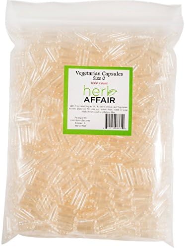 Herb Affair "Size 0" Clear Empty Vegetarian Capsules - 1000 Count - 400-800 mg