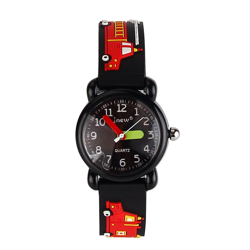 ele ELEOPTION Children's Watch Waterproof 3D Cute Cartoon Round Dial Silicone Rubber Band Quartz Wrist Watch Xmas Gift for Little Girls Boy Kids Children Environmental Friendly - Bus, Black