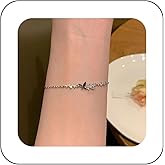 Andelaisi Boho Crystal Butterfly Hand Bracelet Vintage Butterfly Slave Chain Hand Bracelet Silver CZ Hand Harness Chain Bracelet Butterfly Adjustable Slave Chain Bracelet Jewelry for Women