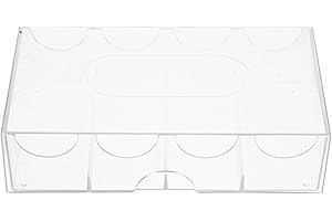 ibasenice Large Capacity Multi-Grid Poker Chip Storage Box - Transparent Acrylic Organizer Case with Removable Trays for Poker Accessories