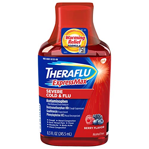 Theraflu Severe Cold & Flu Warming Relief Formula Syrup, Berry, 8.3 oz