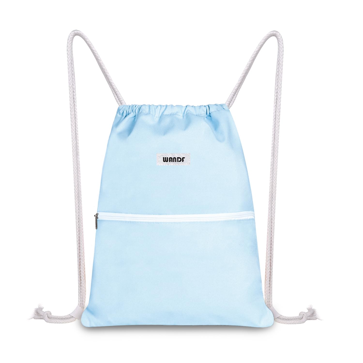 WANDF Drawstring Backpack String Bag Sackpack Cinch Water Resistant Nylon for Gym Shopping Sport Yoga (Light Blue) — image 1