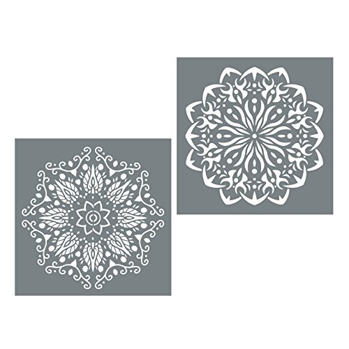 Large mandala stencil set - 2 reusable mandala stencils…