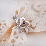 Noble Jewelry 925 Silver Women Ring Two Hearts Cross Rose Zircon Size 8
