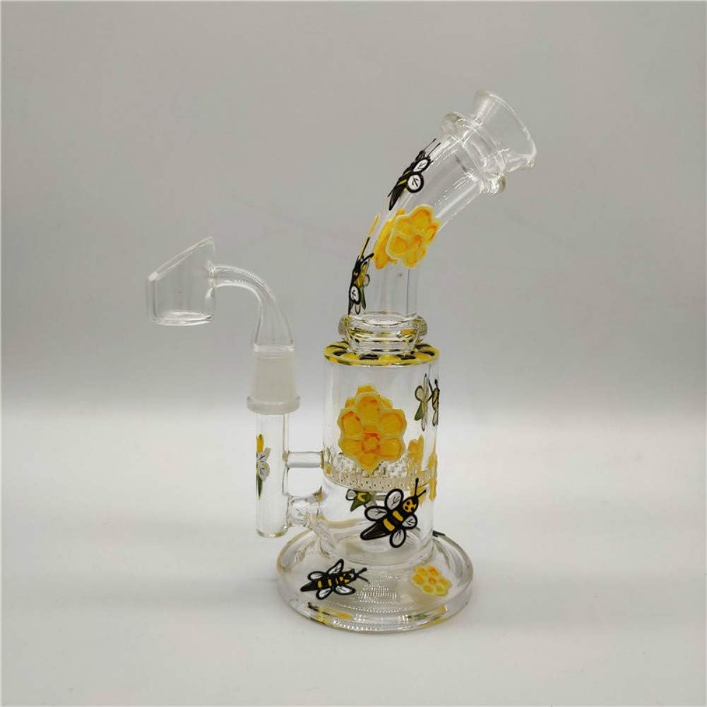 Kiwini Handmade 7.5 Inch Glass Art Flower Bee Pattern and Honeycomb Decoration Glow in The Dark