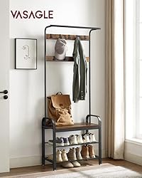 VASAGLE Coat Rack, Hall Tree with Shoe Bench for