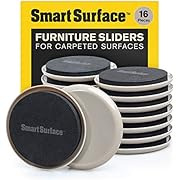 Smart Surface Furniture Sliders for Carpet - 16 Pack - 3.5&#34; Round | 8295 Coasters for Heavy Furniture - Protect Your Carpeted Floors