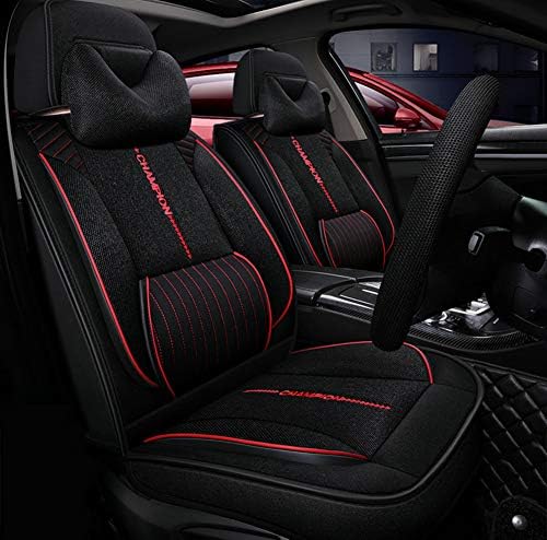 Breathable Car Seat Cover Full Set for 5 Seats-Adjustable Fabric Seat Cushion for Ford Hyundai Subaru Nissan Toyota Volkswagen,Black