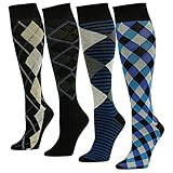 SUTTOS Men's Women's Unisex Knee High Cotton Soft Long Dress Socks,1-4 Pairs