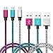Aupek Micro USB Charger 3 feet [3 Pack] High Speed and Durable Nylon Braided Data Wire with Aluminum Shell Connectors for HTC, Samsung, Nokia, Sony, LG and More Android Smartphone(Blue Rose White)
